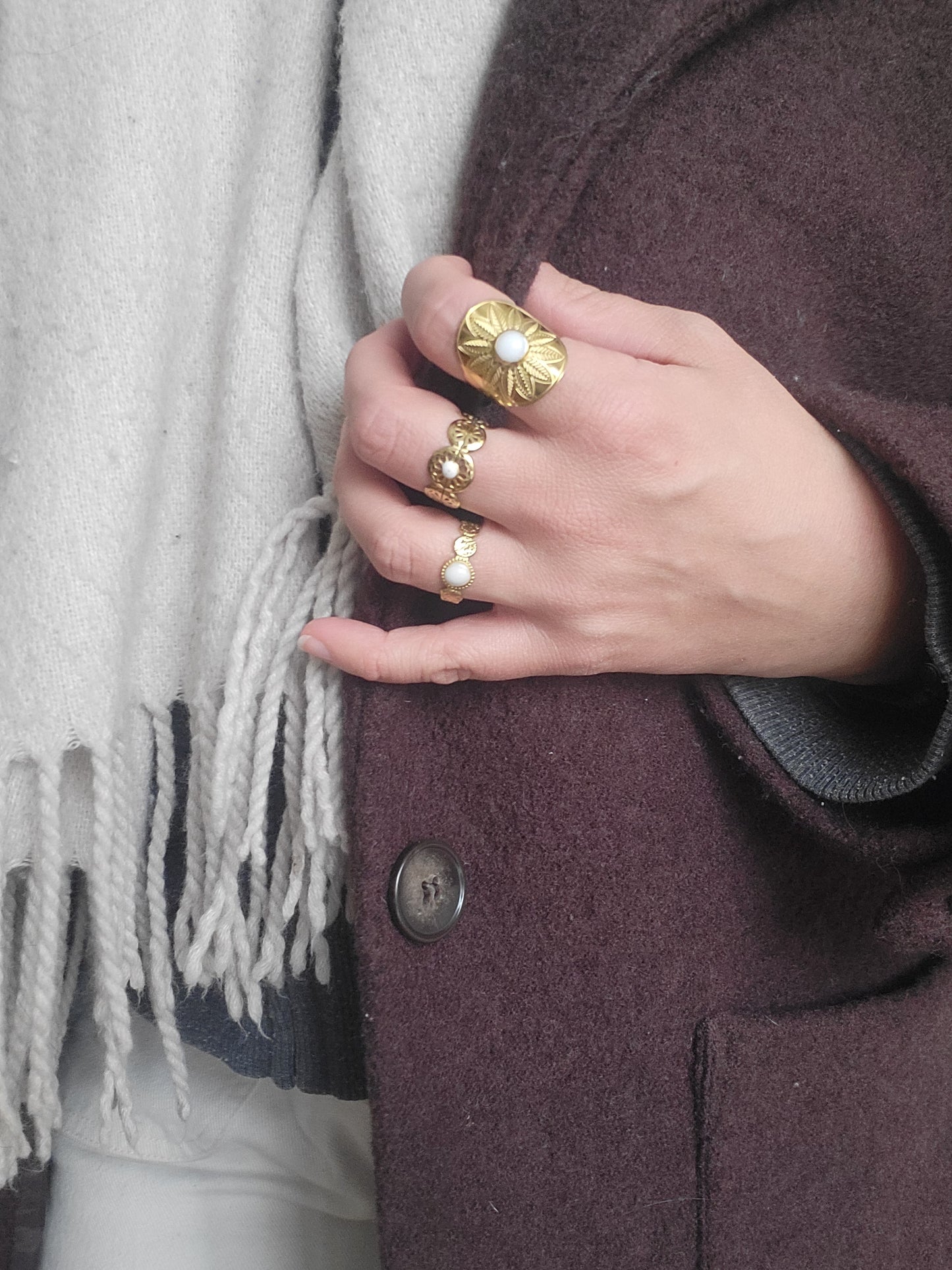 Bague Marguerite lactée