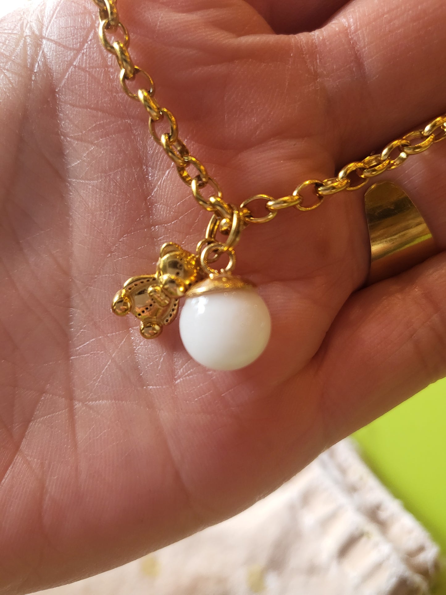Bracelet - perle de lait & Teddy