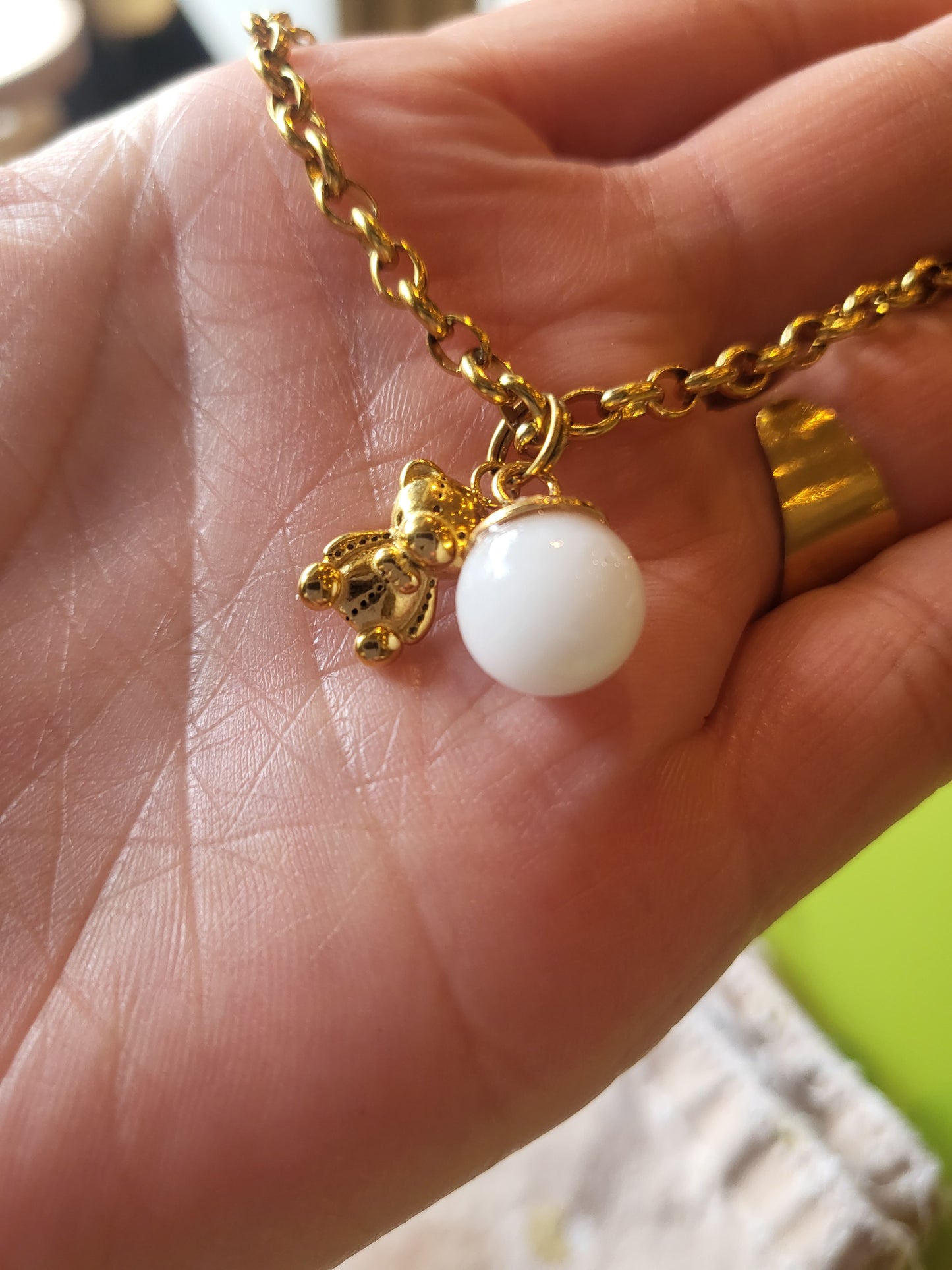 Bracelet - perle de lait & Teddy