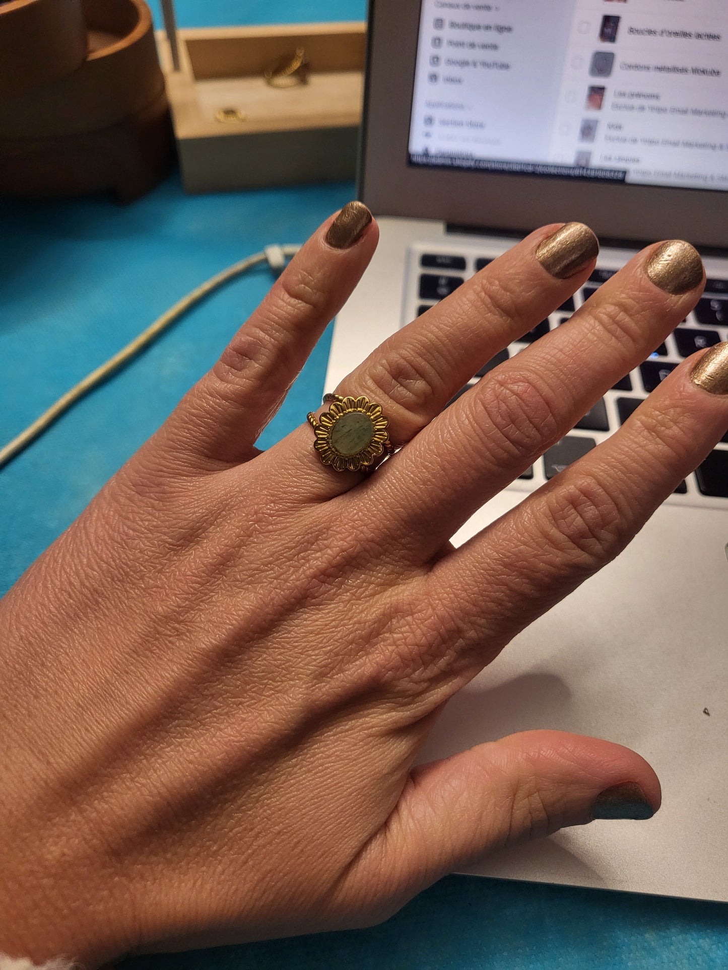 Bague Tournesol pierre naturelle