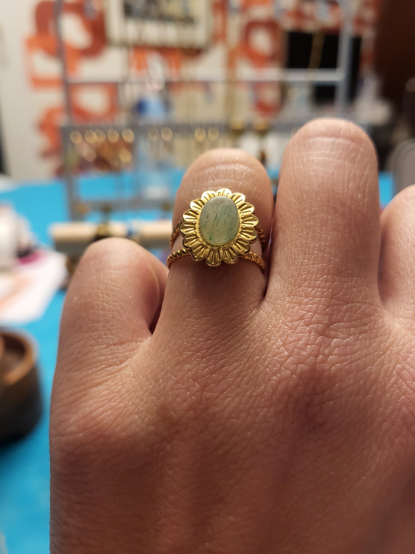 Bague Tournesol pierre naturelle