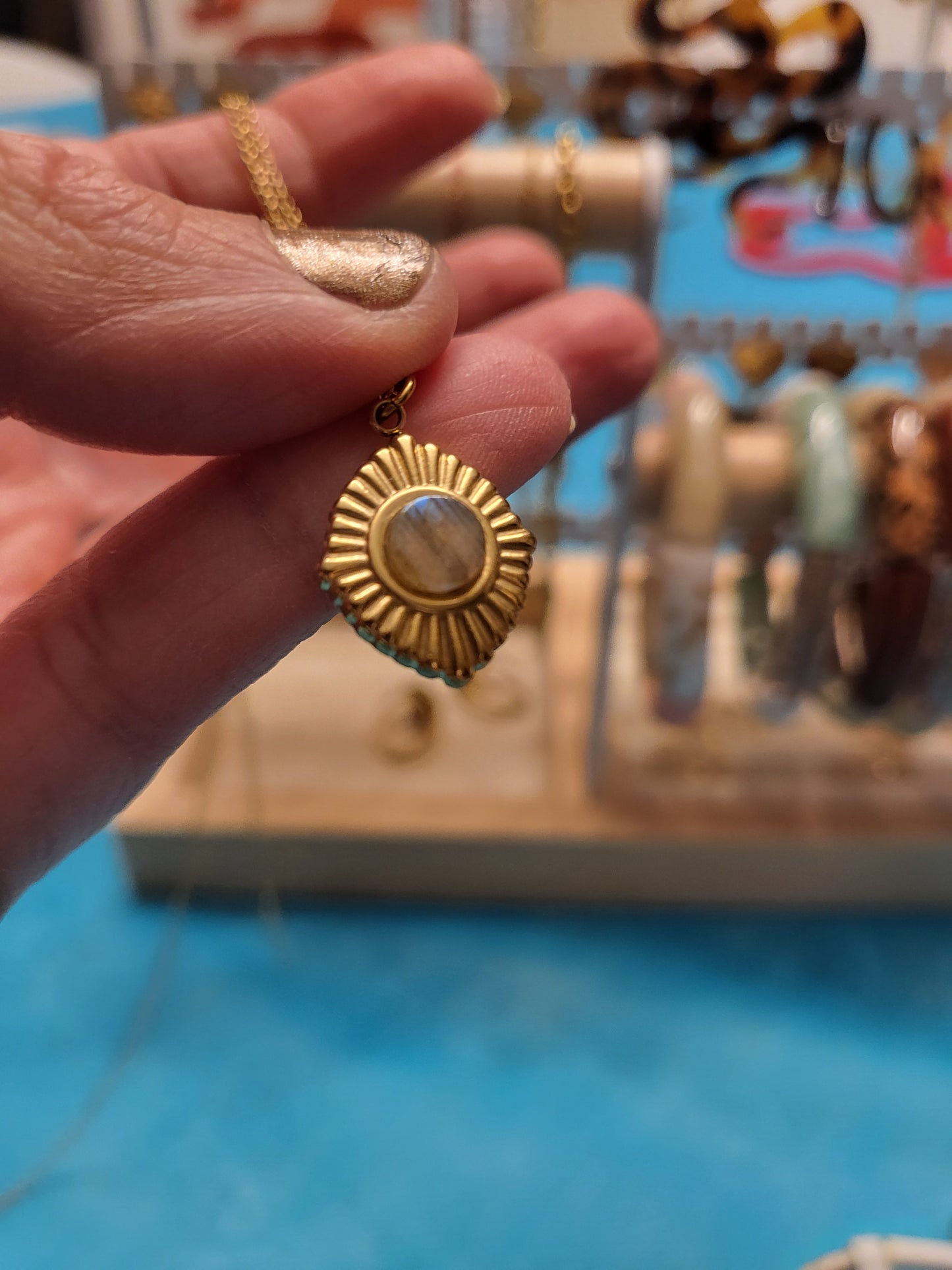 Collier soleil aventurine verte