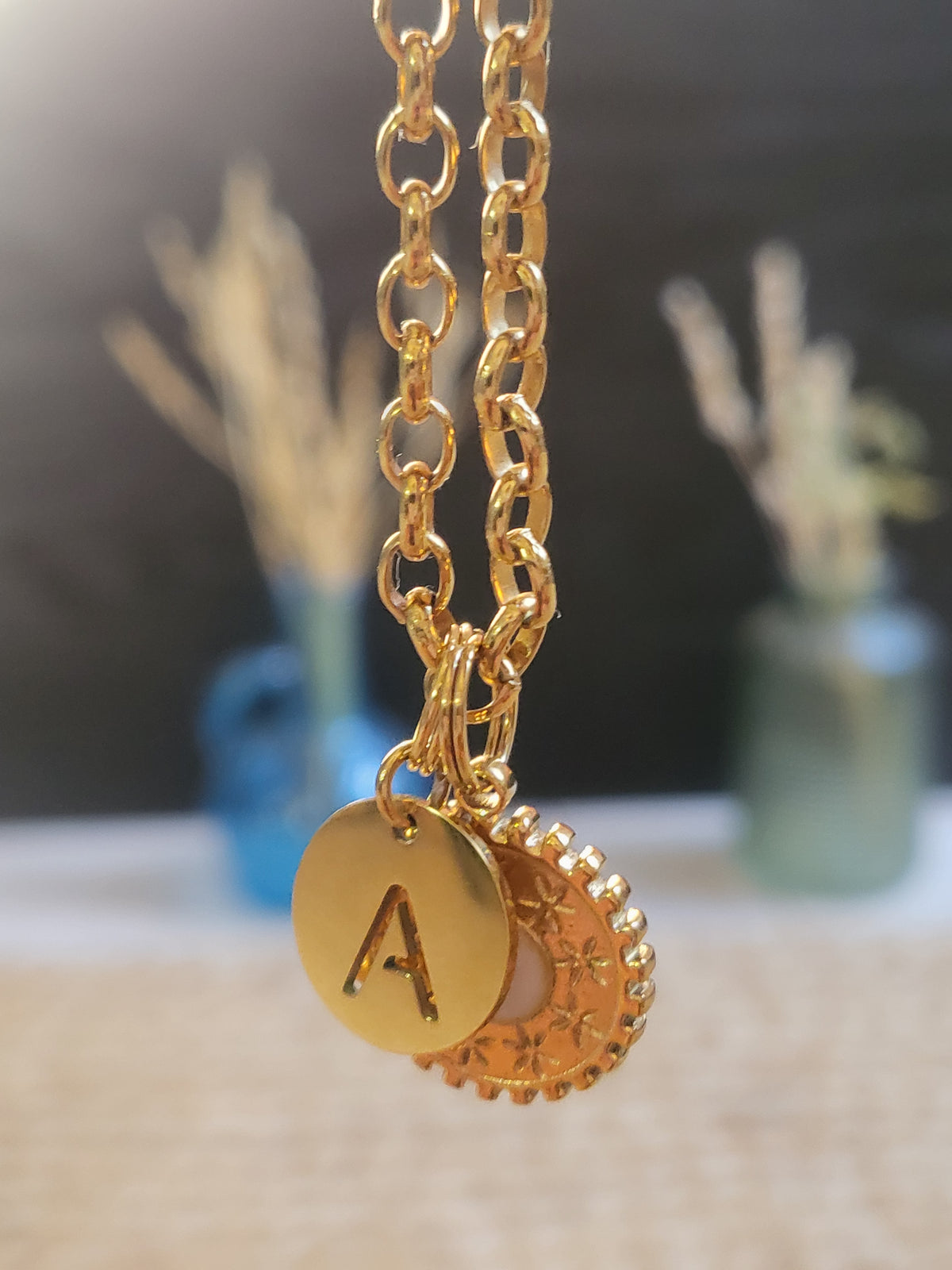 Pendentif Soleil Étoilé (Initiale)