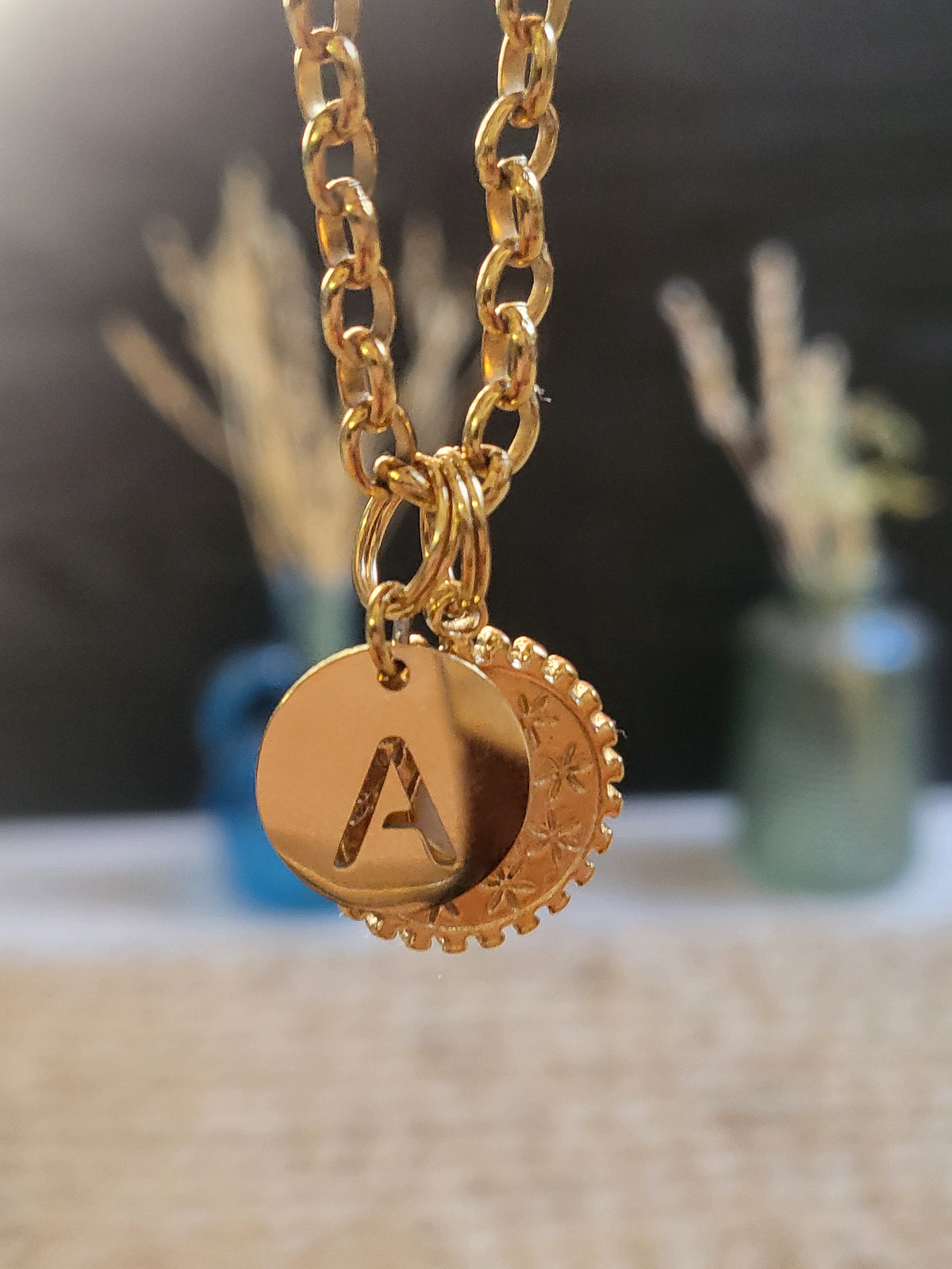 Pendentif Soleil Étoilé (Initiale)