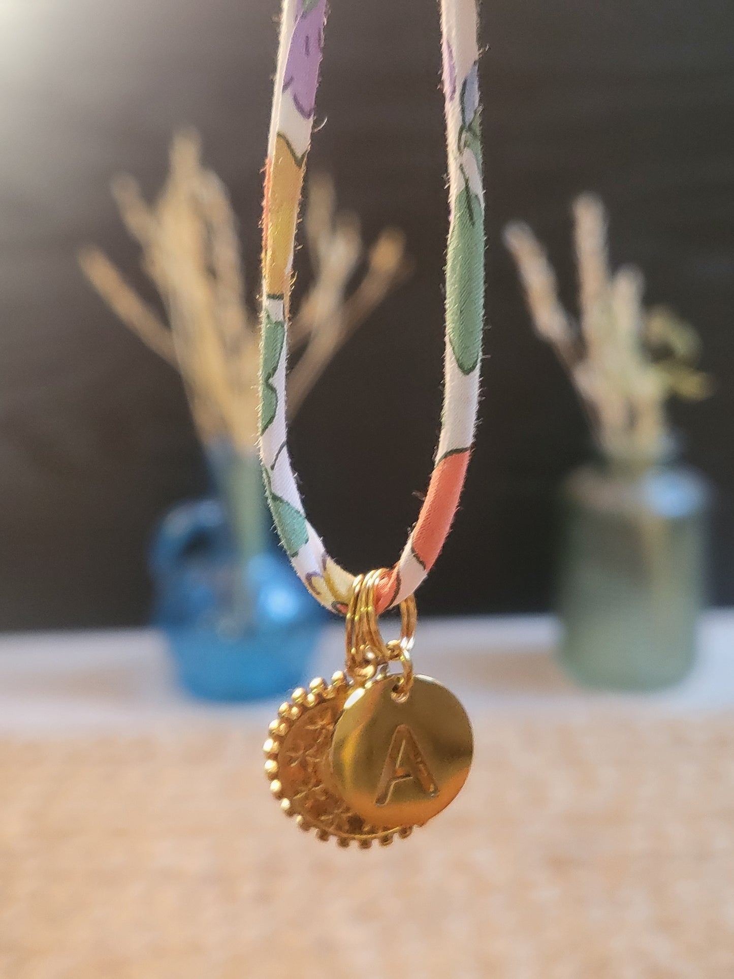 Pendentif Soleil Étoilé Liberty Initiale